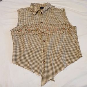 VINTAGE tie front button down